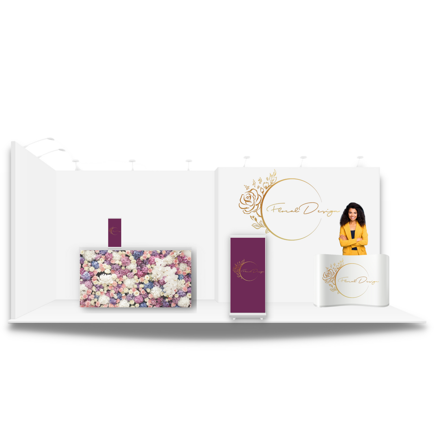 Sample design for small business event, trade show or conference setup.