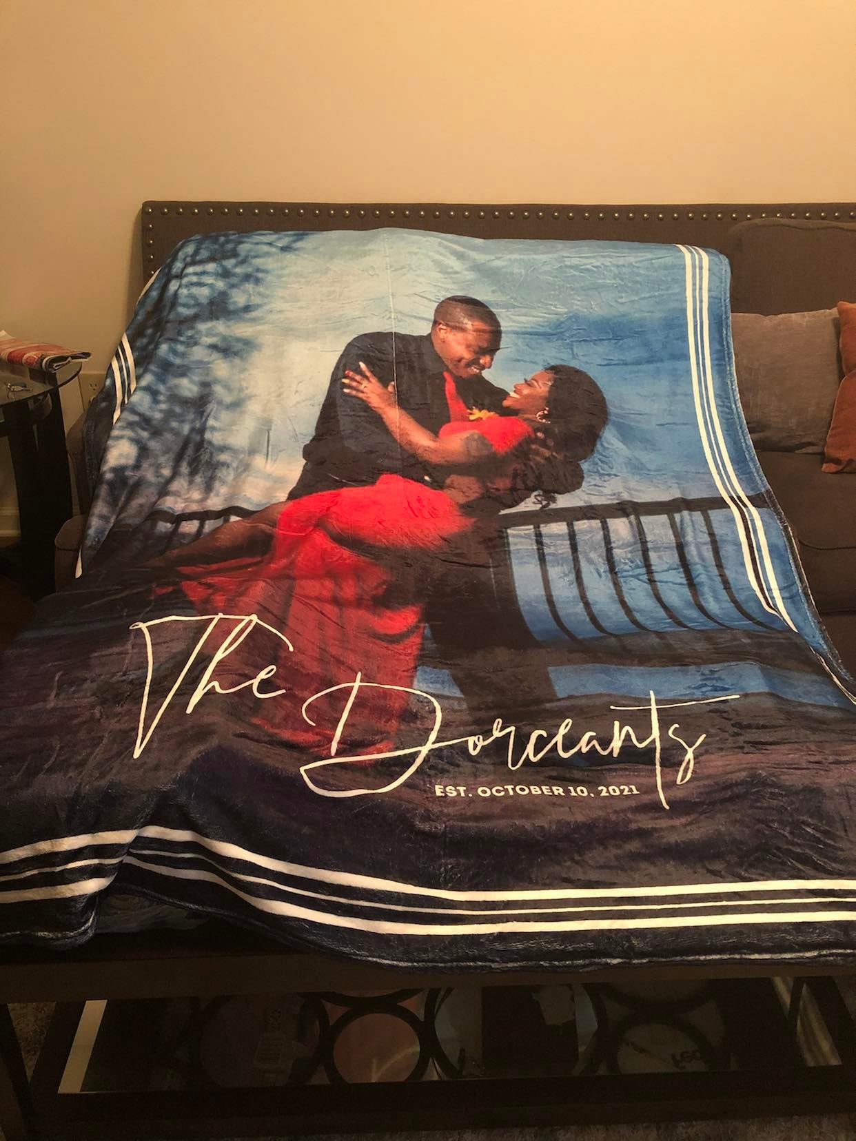 Personalized memorial blanket with pictures.  Memorial blanket for a funeral.  Custom anniversary blanket for present.  Custom wedding gift.  Custom blanket.