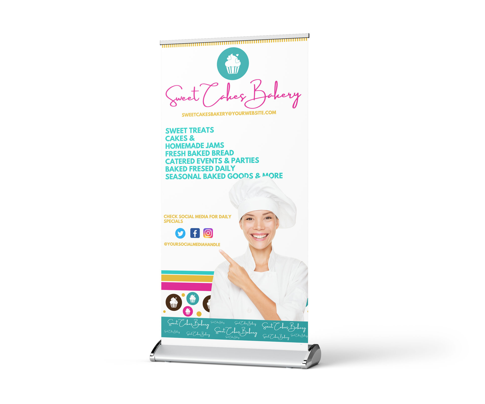 Custom retractable banner for small business owners and organizations. For personal or business use.